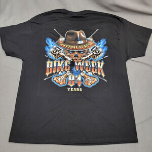 HARLEY DAVIDSON Shirt XL Black Daytona Beach Bike Week 2025 Skull Bones Blue New